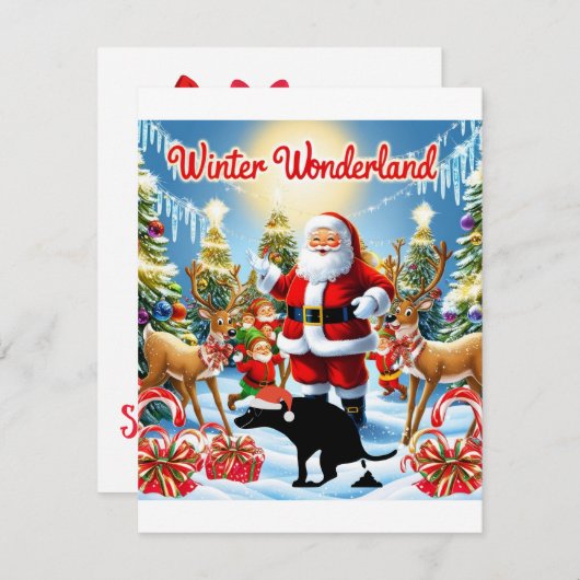 Cartes Pour Fêtes Annuelles Amusant Noël Pooping Chien Humour (Devant / Derrière)