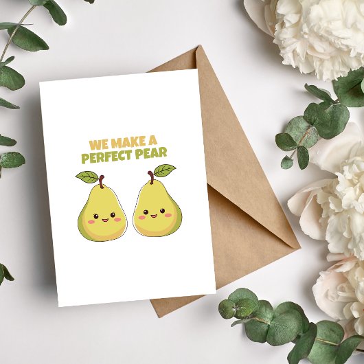 Cartes Pour Fêtes Annuelles Amusant Parfait Pear Pun for Couple