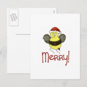Cartes Pour Fêtes Annuelles Amusant Whimsical Bee Joyeux Noël (Devant / Derrière)