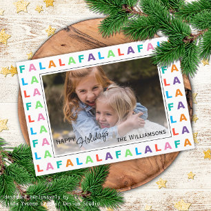 Cartes Pour Fêtes Annuelles Amusante Classique Colorée FA LA LA LA Saison des