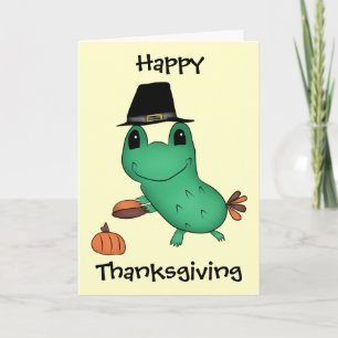 Cartes Pour Fêtes Annuelles Amusante grenouille pèlerine Thanksgiving