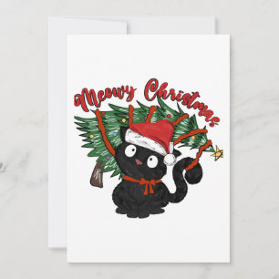 Cartes Pour Fêtes Annuelles Amusante Meowy Cute Chat Joyeux Noël