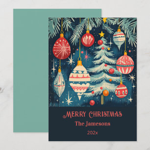 Cartes Pour Fêtes Annuelles Amusants Arbres de Noël rétro Ornements