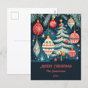 Cartes Pour Fêtes Annuelles Amusants Arbres de Noël rétro Ornements