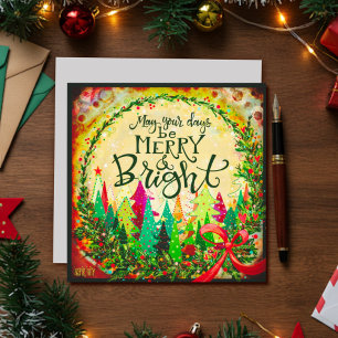 Cartes Pour Fêtes Annuelles Amusants Joyeux et brillants arbres de Noël Inspir