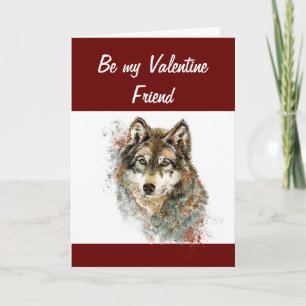 Cartes Pour Fêtes Annuelles Amusants Silly Aquarelle Wolf Valentine Humour ami