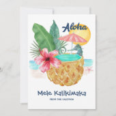 Cartes Pour Fêtes Annuelles Ananas à cheval Aloha Plage tropicale Noël (Devant)