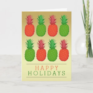 Cartes Pour Fêtes Annuelles Ananas de Noël tendance Rouge or et Vert