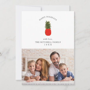 Cartes Pour Fêtes Annuelles Ananas de Noël Tropical Élégant Photo
