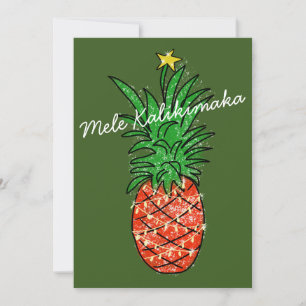 Cartes Pour Fêtes Annuelles Ananas tropical Mele Kalikimaka avec lumières