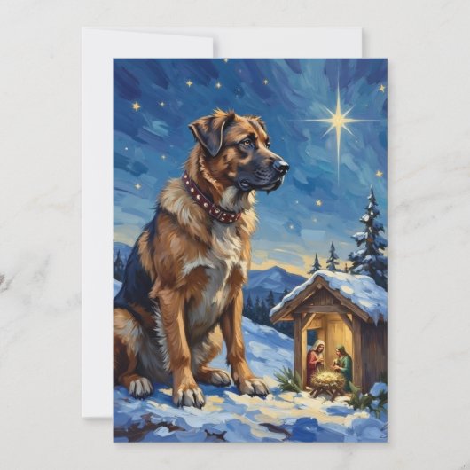 Cartes Pour Fêtes Annuelles Anatolian Shepherd Dog Guarding Nativity Scene (Devant)