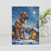 Cartes Pour Fêtes Annuelles Anatolian Shepherd Dog Guarding Nativity Scene (Debout devant)