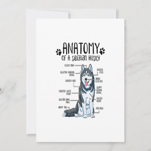 Cartes Pour Fêtes Annuelles Anatomie drôle Sibérie Husky Amoureux des chiens c (Devant)