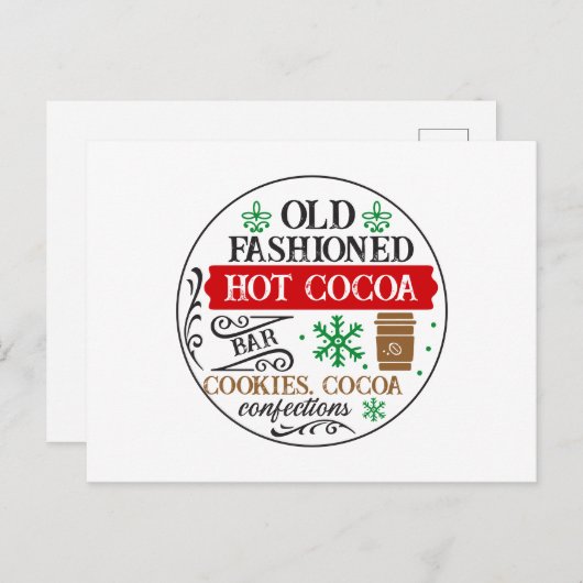 Cartes Pour Fêtes Annuelles Ancien bar à cacao chaud Noël (Devant / Derrière)