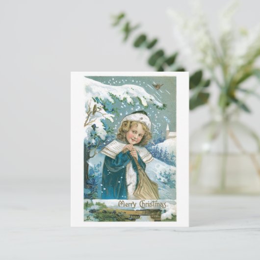 Cartes Pour Fêtes Annuelles Ancien Noël, Fille (Debout devant)