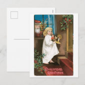 Cartes Pour Fêtes Annuelles Ancien Noël, Fille (Devant / Derrière)