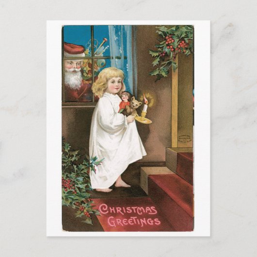 Cartes Pour Fêtes Annuelles Ancien Noël, Fille (Devant)