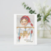 Cartes Pour Fêtes Annuelles Ancien Noël, Fille (Debout devant)