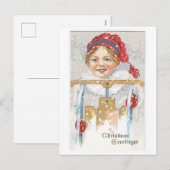 Cartes Pour Fêtes Annuelles Ancien Noël, Fille (Devant / Derrière)