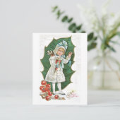 Cartes Pour Fêtes Annuelles Ancien Noël, Fille (Debout devant)
