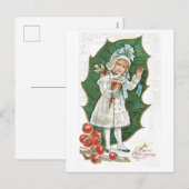 Cartes Pour Fêtes Annuelles Ancien Noël, Fille (Devant / Derrière)