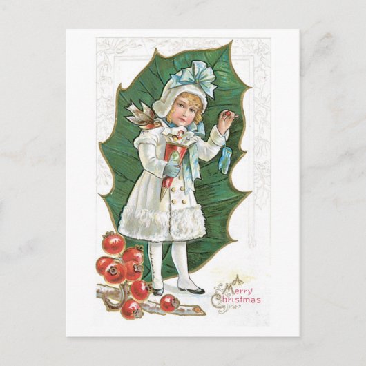 Cartes Pour Fêtes Annuelles Ancien Noël, Fille (Devant)