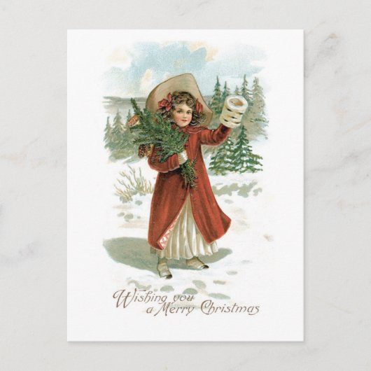 Cartes Pour Fêtes Annuelles Ancien Noël, Fille (Devant)