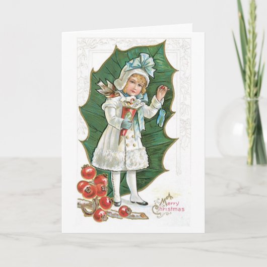 Cartes Pour Fêtes Annuelles Ancien Noël, Fille (Devant)