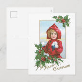 Cartes Pour Fêtes Annuelles Ancien Noël, Fille (Devant / Derrière)