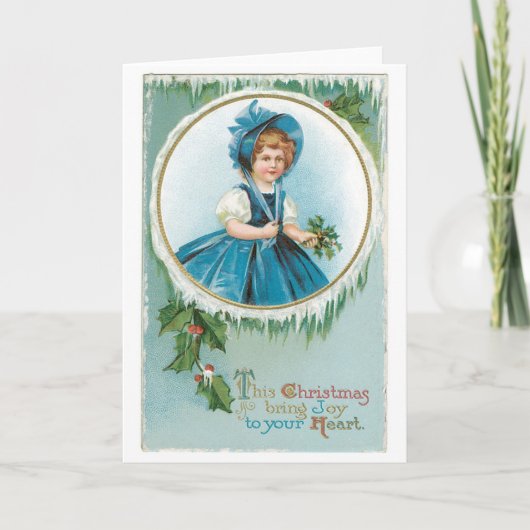 Cartes Pour Fêtes Annuelles Ancien Noël, Fille (Devant)