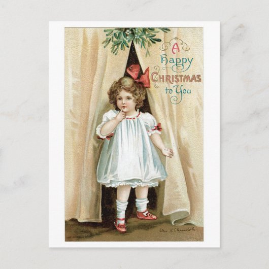 Cartes Pour Fêtes Annuelles Ancien Noël, Fille (Devant)