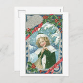 Cartes Pour Fêtes Annuelles Ancien Noël, Fille (Devant / Derrière)