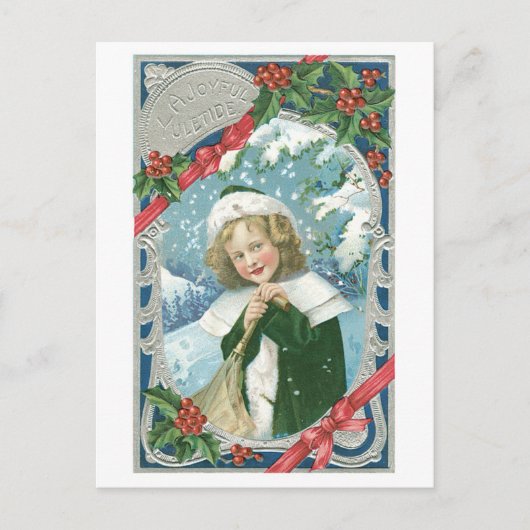 Cartes Pour Fêtes Annuelles Ancien Noël, Fille (Devant)
