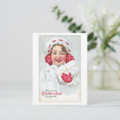 Cartes Pour Fêtes Annuelles Ancien Noël, Fille (Debout devant)