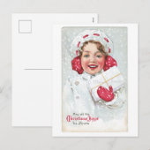 Cartes Pour Fêtes Annuelles Ancien Noël, Fille (Devant / Derrière)