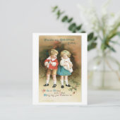 Cartes Pour Fêtes Annuelles Ancien Noël, garçon & fille (Debout devant)