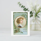 Cartes Pour Fêtes Annuelles Ancien Noël, Garçon, Holly (Debout devant)