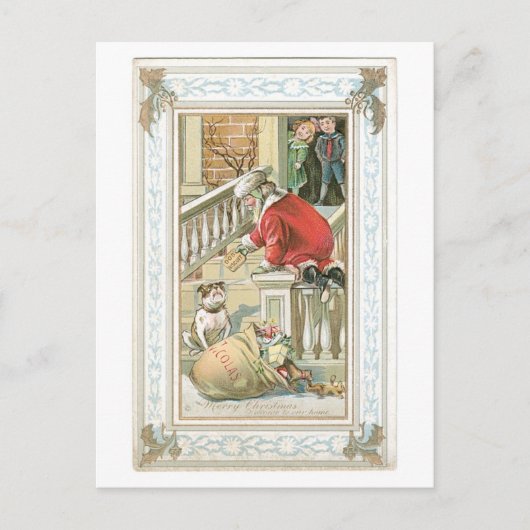 Cartes Pour Fêtes Annuelles Ancien Noël, Père Noël & Chien (Devant)