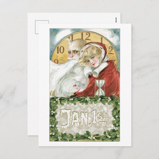 Cartes Pour Fêtes Annuelles Ancien Noël, Père Noël & Dame (Devant / Derrière)