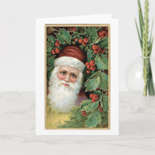 Cartes Pour Fêtes Annuelles Ancien Noël, Père Noël, Holly
