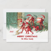 Cartes Pour Fêtes Annuelles Ancien Père Noël Elves Personnalisé Joyeux Noël (Devant)
