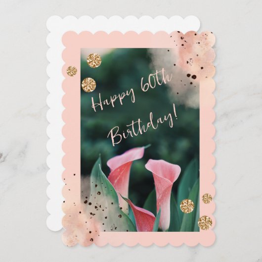 Cartes Pour Fêtes Annuelles Ancien style rose floral 60e (Devant / Derrière)