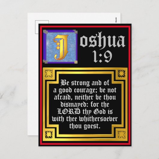 Cartes Pour Fêtes Annuelles Ancien Testament Joshua 1:9 Citation biblique écla (Devant / Derrière)