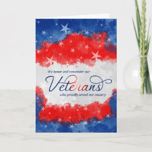 Cartes Pour Fêtes Annuelles Anciens Combattants Jour Rouge Blanc et bleu Aquar