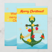 Cartes Pour Fêtes Annuelles Ancre de Noël nautique (Devant / Derrière)