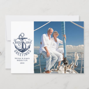 Cartes Pour Fêtes Annuelles Ancres nautiques Joyeuses Fêtes 2 Photo