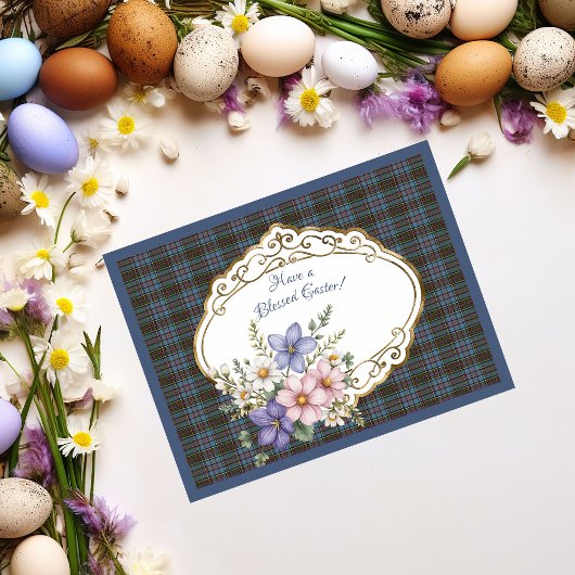 Cartes Pour Fêtes Annuelles Anderson Ancien Tartan écossais Pâques Floral