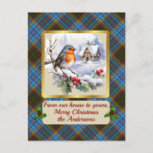 Cartes Pour Fêtes Annuelles Anderson Crest & Tartan avec Robin Personnalisé (Devant)