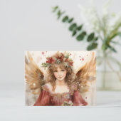 Cartes Pour Fêtes Annuelles Ange aux fleurs Noël (Debout devant)