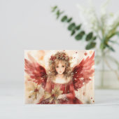 Cartes Pour Fêtes Annuelles Ange avec ailes rouges Noël (Debout devant)